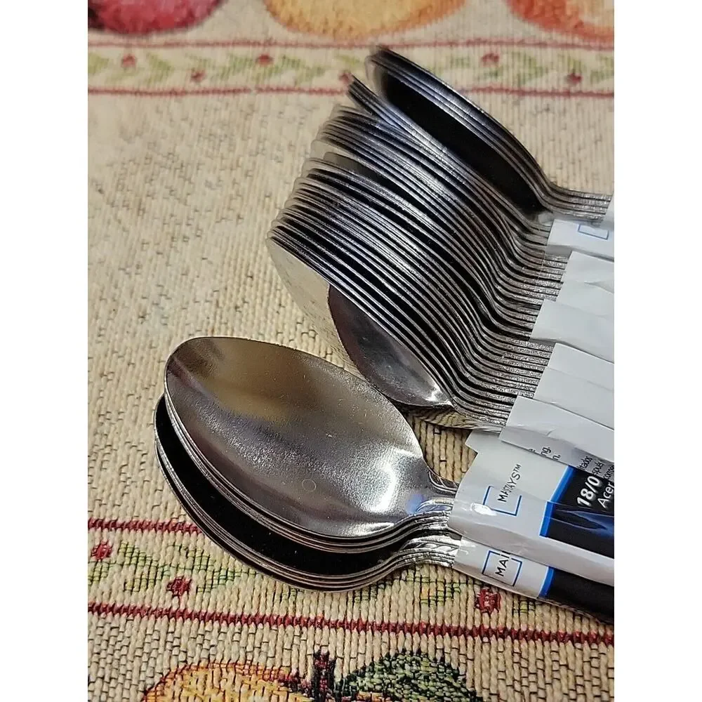 Mainstays Lot of 10 - 4 ct Lace Stainless Steel Silver Teaspoons 40 Total Spoons